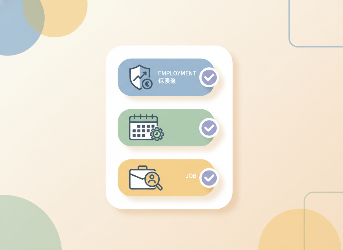 실업급여 자격 조건을 나타내는 체크리스트 아이콘