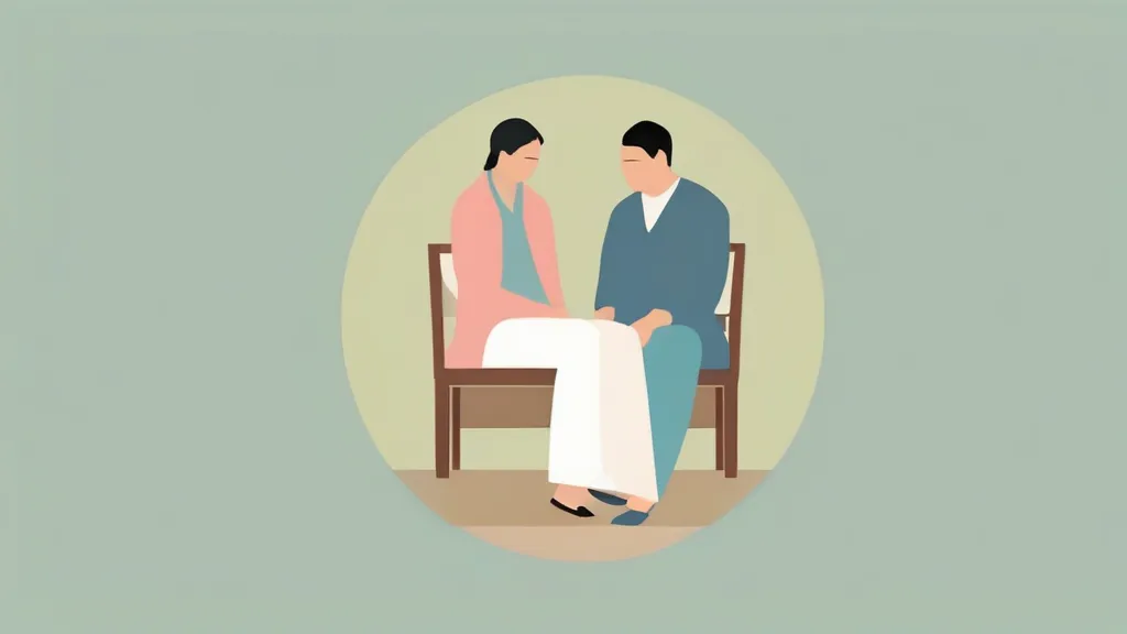 법률 서류를 사이에 두고 마주 앉은 부부와 창밖 법원 건물이 보이는 이혼 절차 이미지