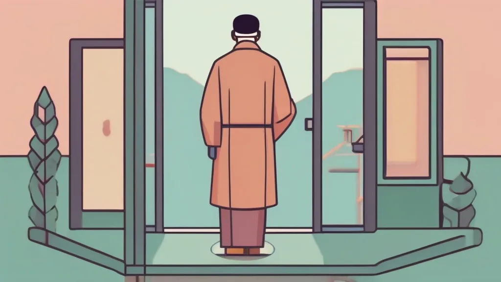 중고차 매장에서 성능점검표를 꼼꼼히 확인하는 50대 남성과 은색 세단