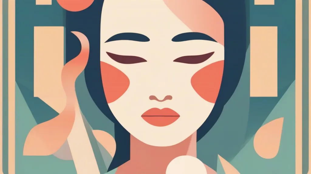 밝은 여름날 야외에서 얼굴에 자외선차단제를 바르는 여성의 모습