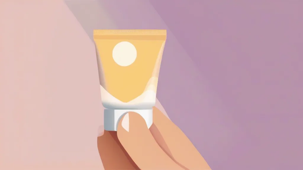 여름 햇빛 아래에서 SPF 표기가 있는 자외선 차단제를 팔에 바르는 손 클로즈업