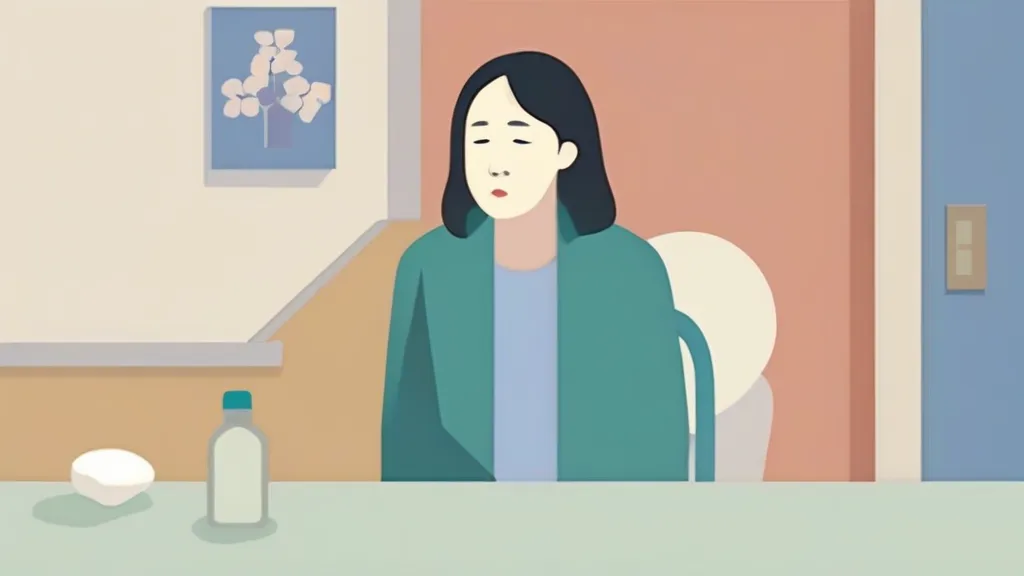 갑상선 기능 저하 진단을 위해 채혈하는 40대 여성과 호르몬 수치 차트를 보는 의사