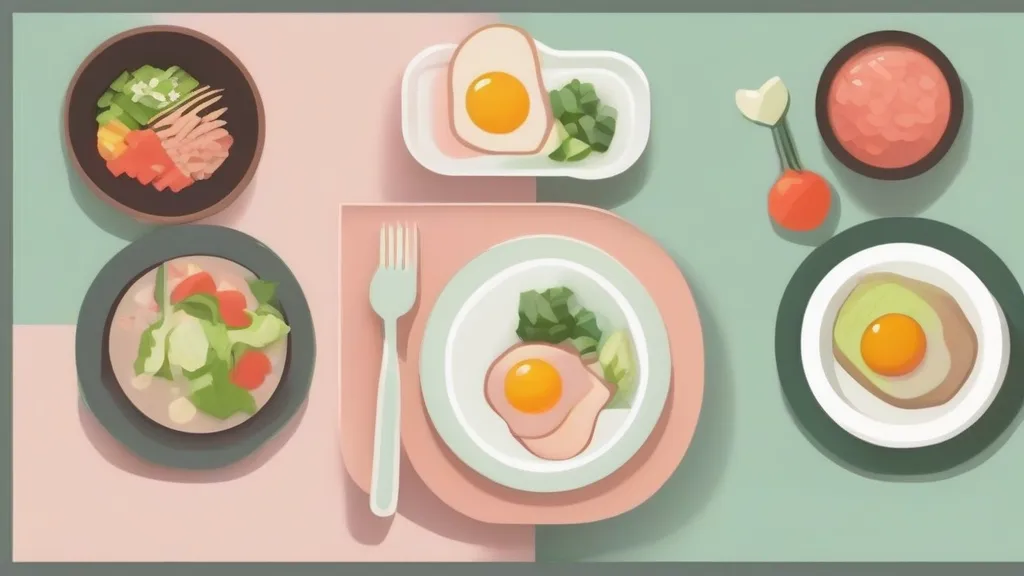 채소 절반 단백질 4분의 1 잡곡밥 4분의 1로 구성한 저GI 한 끼 접시