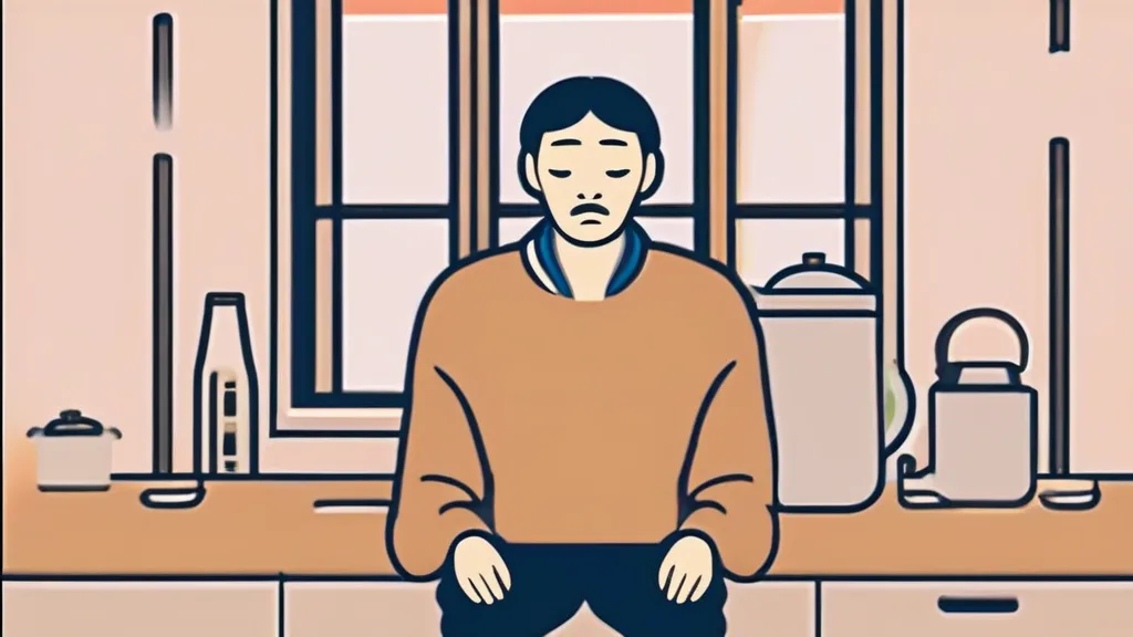 자동차보험 해지 환급 명세서를 계산기로 확인하는 중년 남성