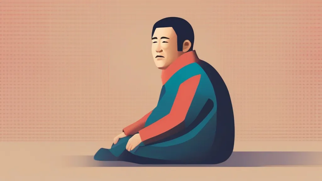 아침 식탁에서 가정용 혈당측정기로 손끝 혈당을 확인하는 중년 남성