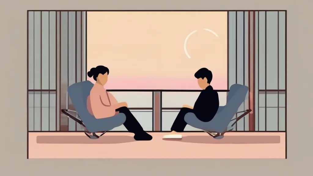 동거를 시작한 커플이 식탁에서 동거 계약서 조항을 함께 검토하는 모습