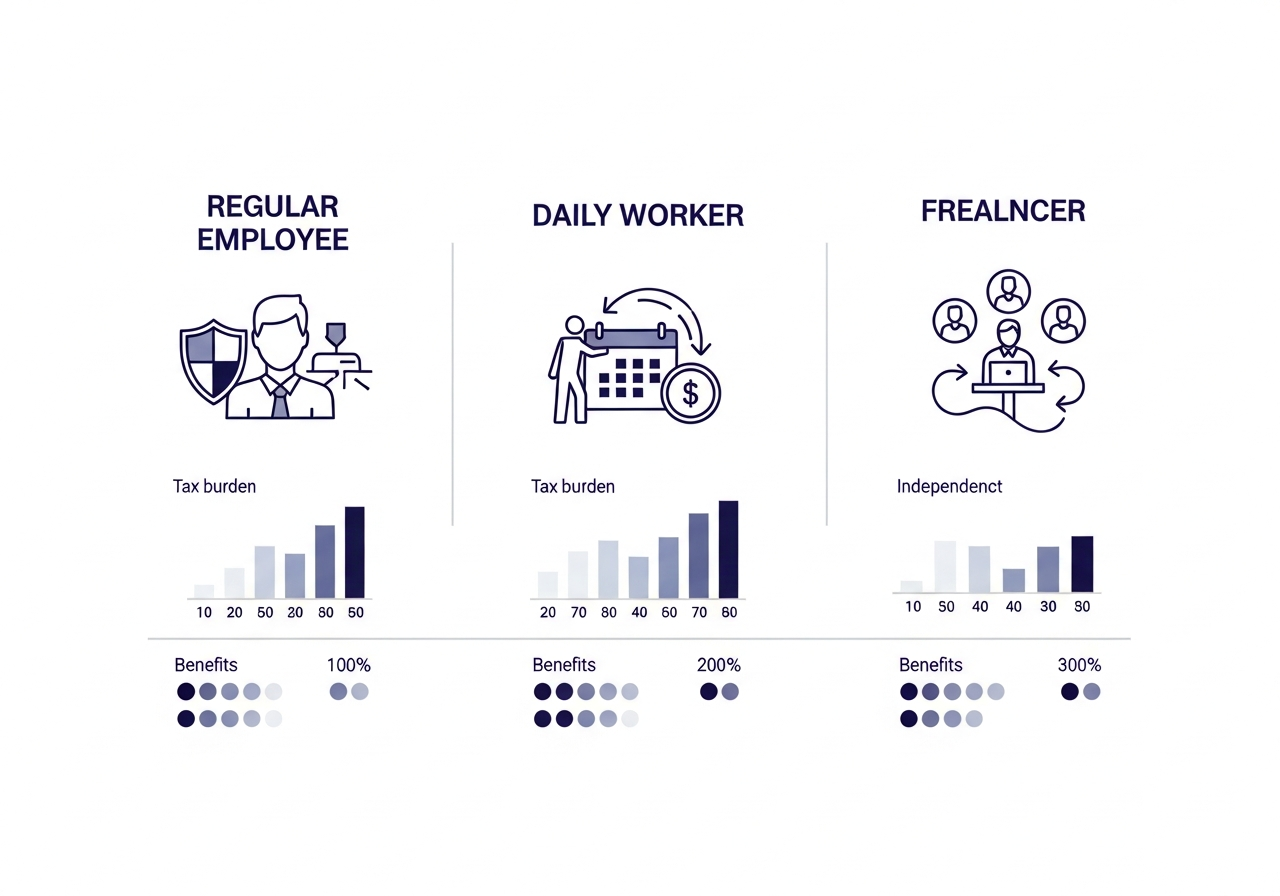 고용형태별 인건비 신고 세율 비교 인포그래픽