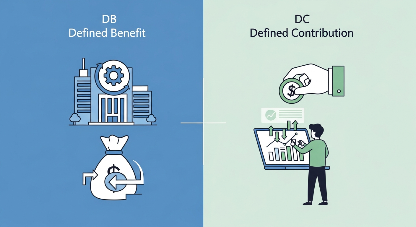 퇴직연금 DB형과 DC형 비교 인포그래픽