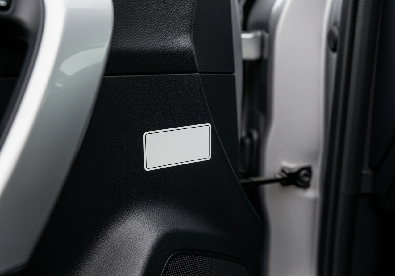 운전석 도어 안쪽 타이어 공기압 라벨 스티커 위치