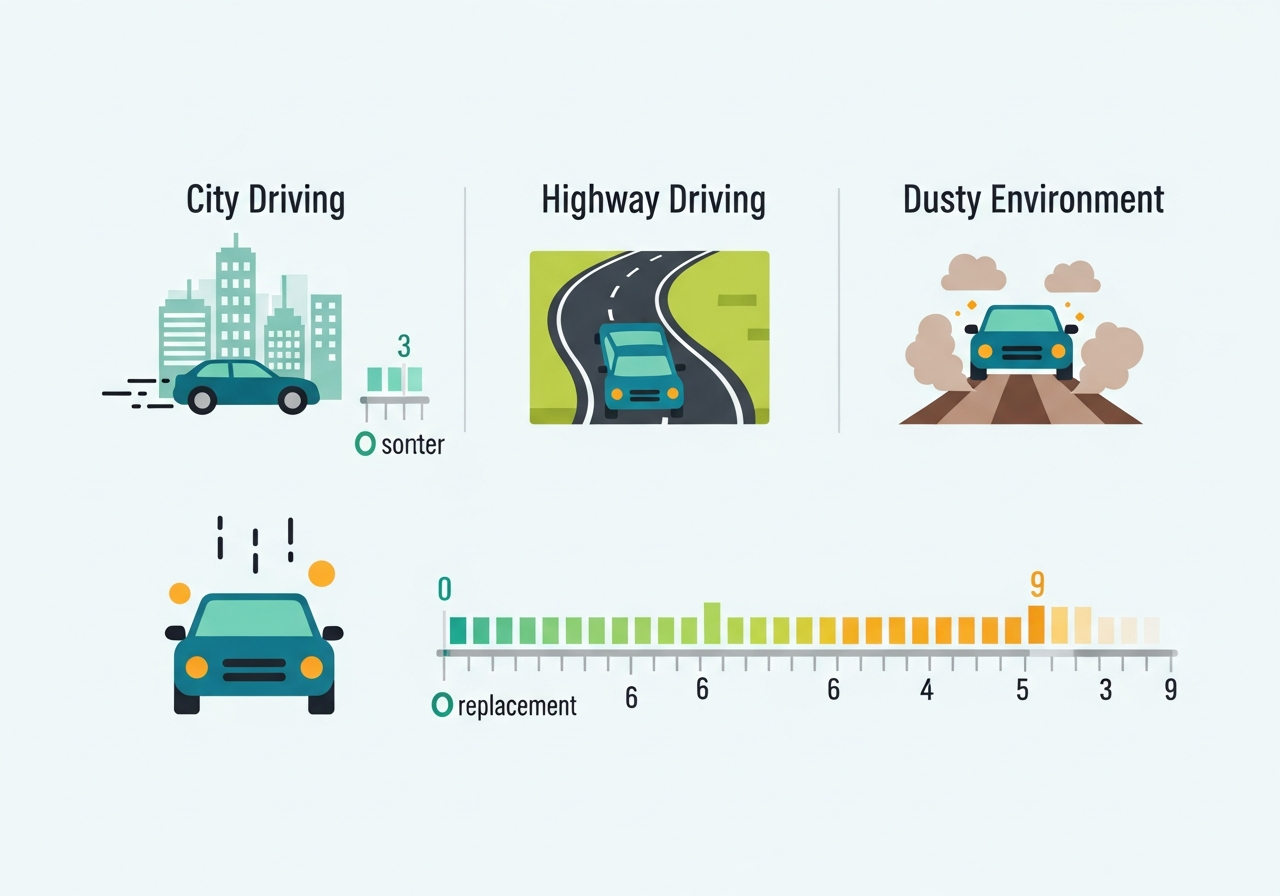 운전 환경별 에어컨 필터 교체 주기 비교 인포그래픽
