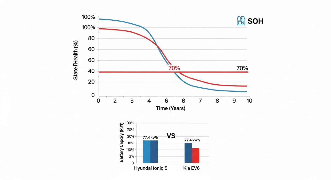 전기차 배터리 보증 조건과 잔존율 기준 비교 다이어그램