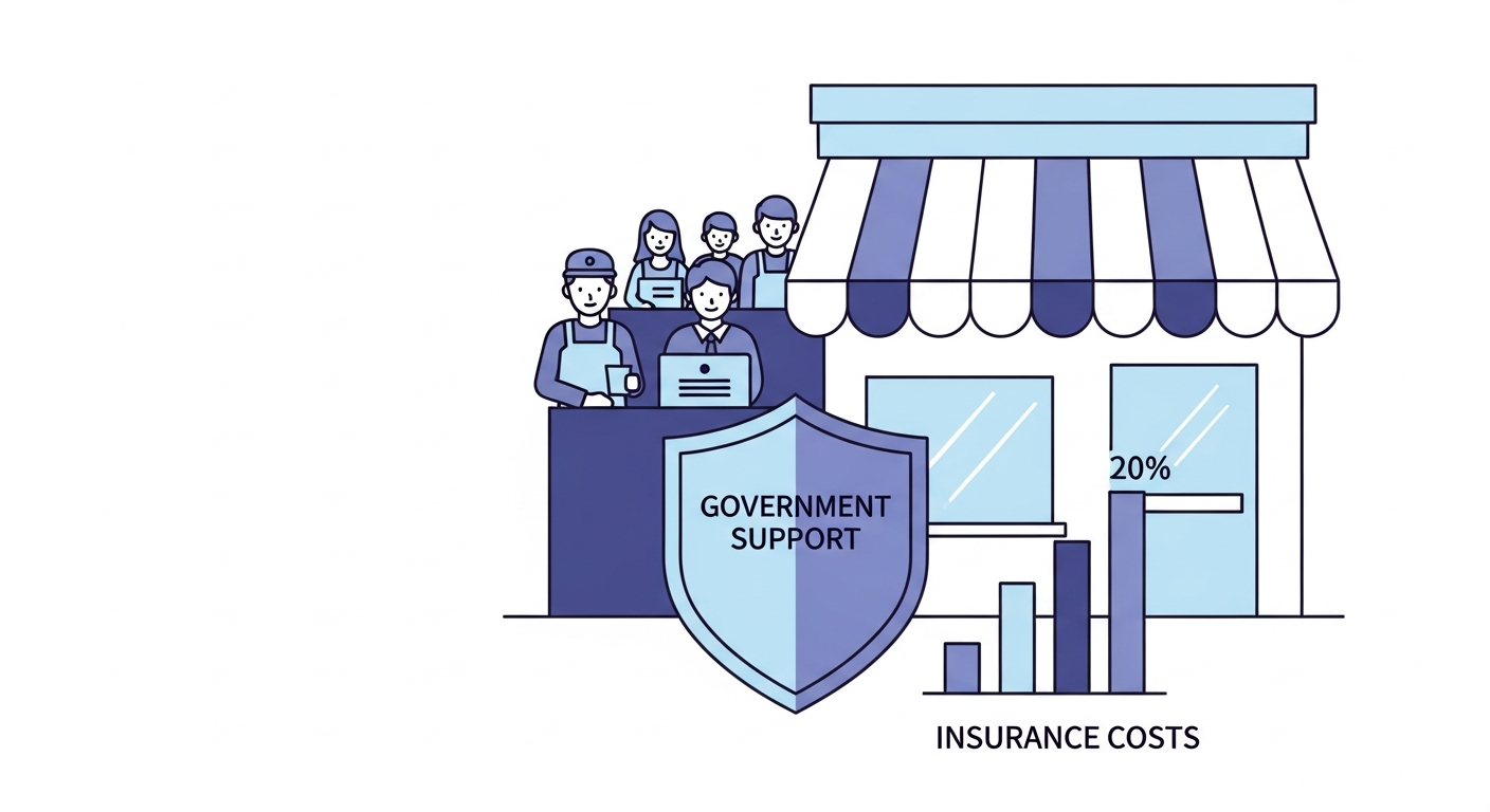두루누리 사회보험료 지원 제도 개요 인포그래픽 — 10인 미만 사업장 보험료 80% 지원