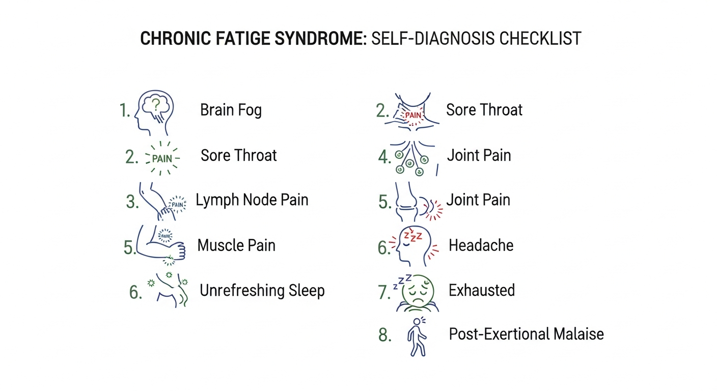 만성피로증후군 자가진단 체크리스트 8가지 항목 인포그래픽