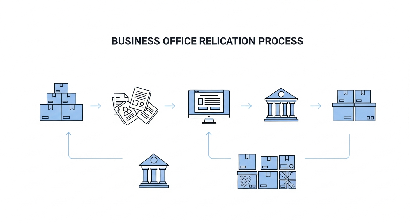 사업장 이전 신고 절차를 단계별로 정리한 인포그래픽