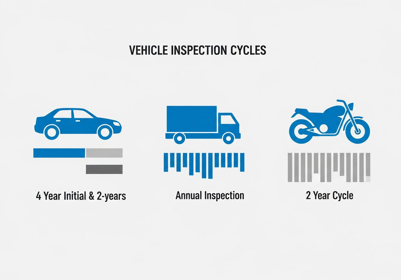 차종별 자동차 정기검사 주기 비교 인포그래픽