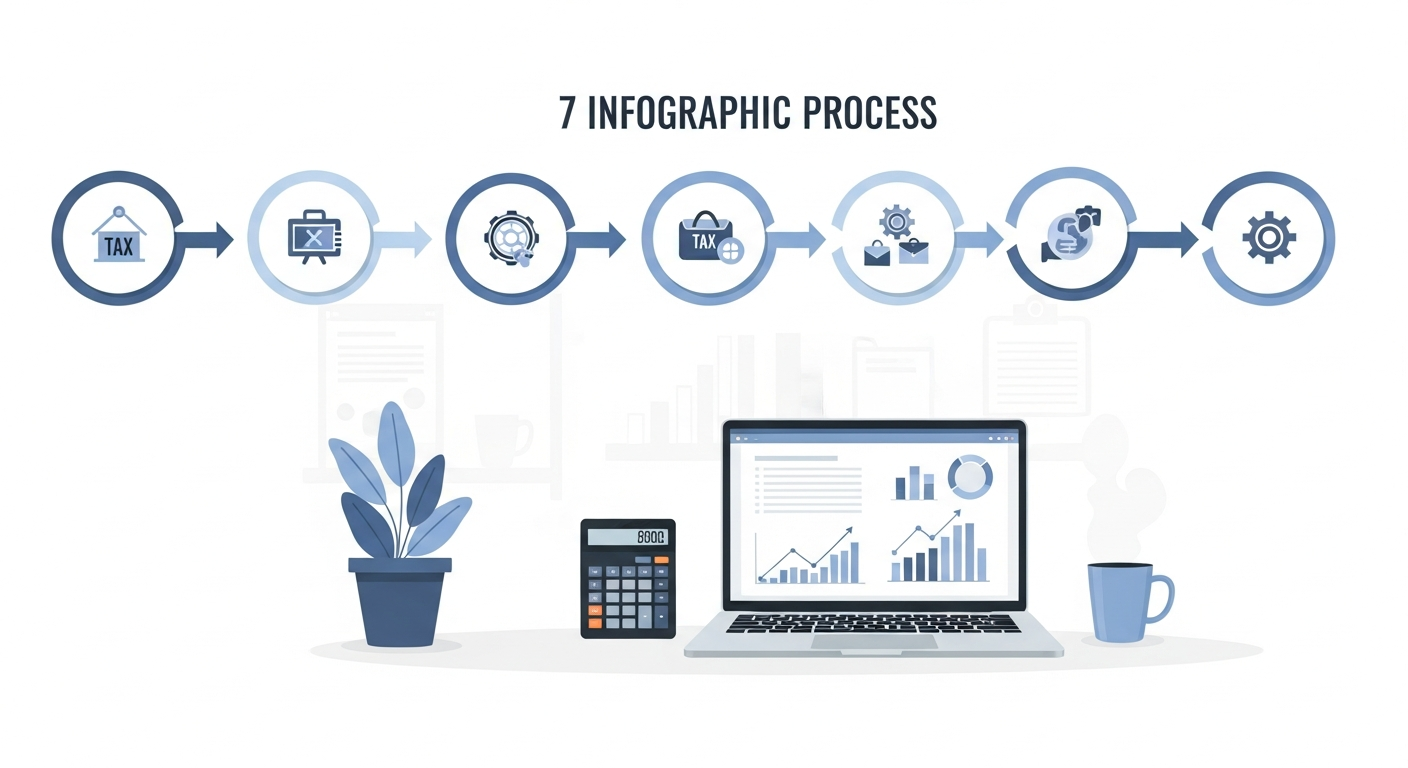 홈택스 종합소득세 셀프 신고 7단계 흐름도 인포그래픽