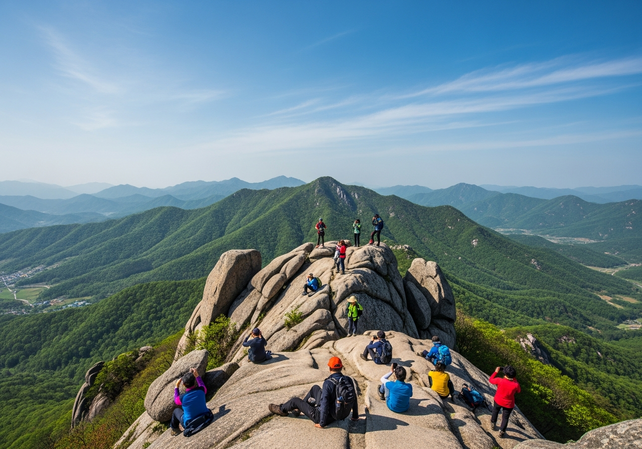 북한산 백운대 정상에서 바라본 5월 신록 풍경