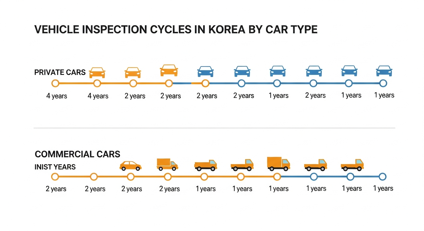 자동차 종합검사 차종별 주기 비교 인포그래픽