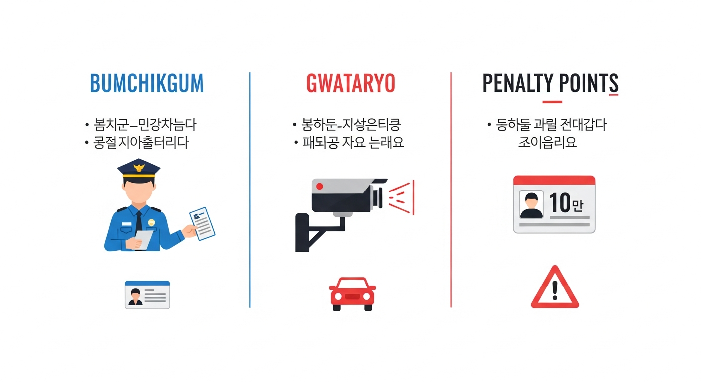 범칙금 과태료 벌점 차이 비교 인포그래픽